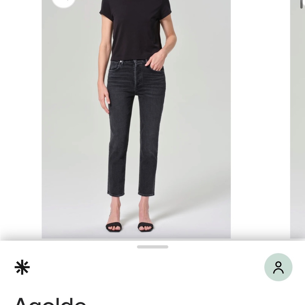 AGOLDE Women's Black High Rise Riley Straight Crop Jeans 24